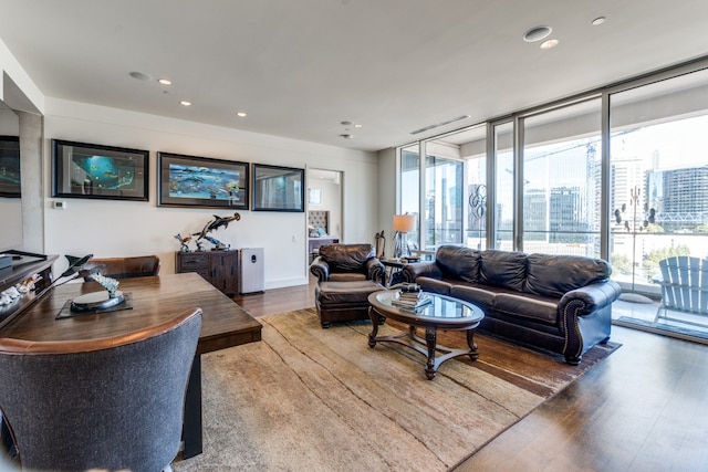 living room with hardwood / wood-style floors