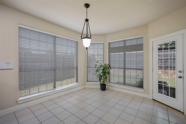 interior space featuring light tile patterned floors