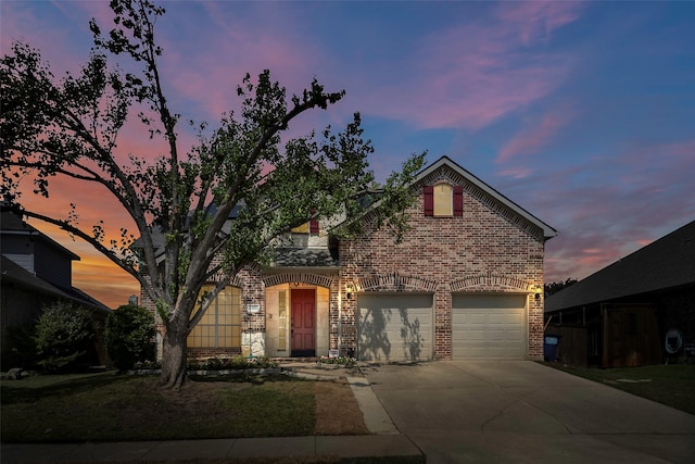 view of property with a garage