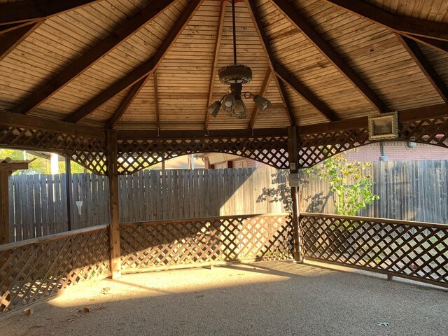 view of patio / terrace with a gazebo and ceiling fan