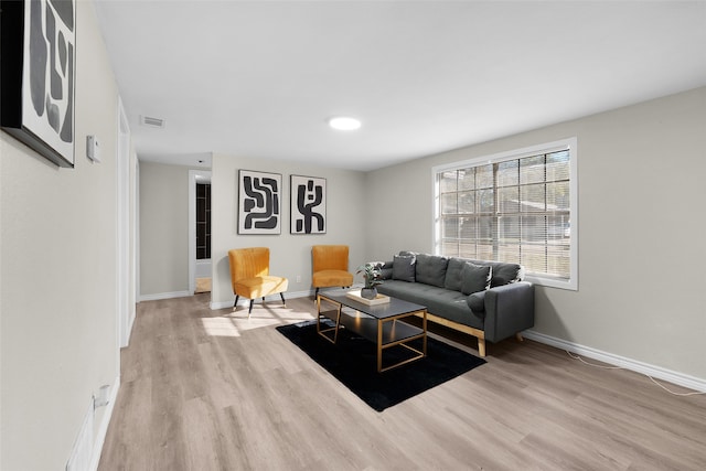 living room featuring light hardwood / wood-style floors