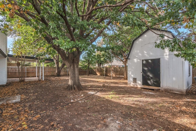 view of yard with a storage unit