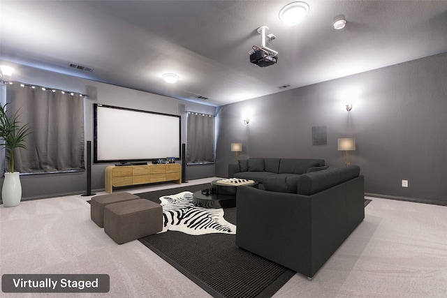 view of carpeted home theater