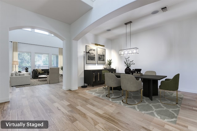 dining room with light hardwood / wood-style floors