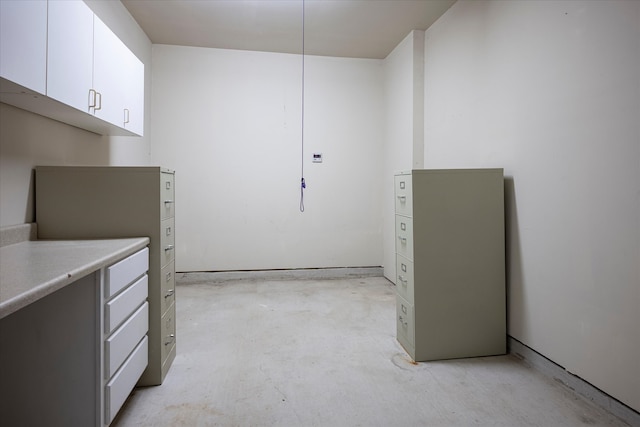 kitchen with white cabinets