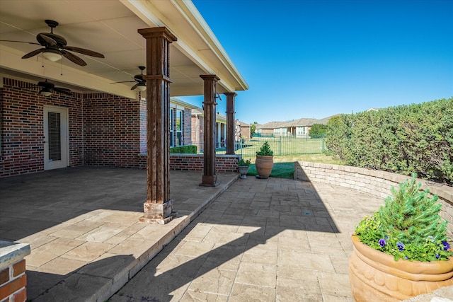 view of patio / terrace featuring ceiling fan