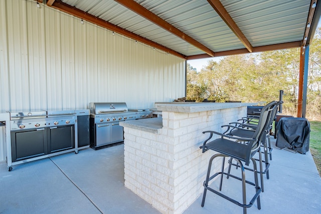 view of patio / terrace featuring outdoor wet bar and an outdoor kitchen