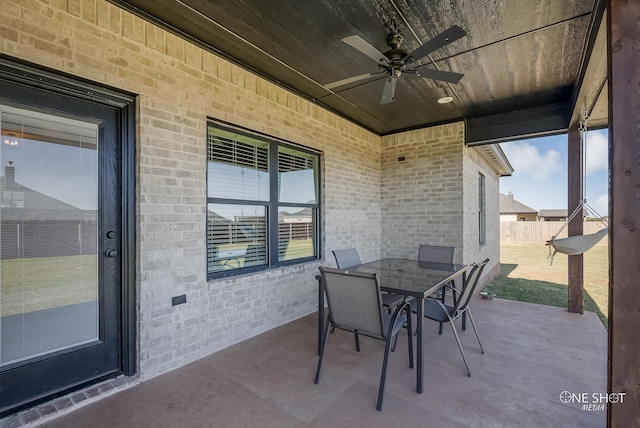 view of patio with ceiling fan