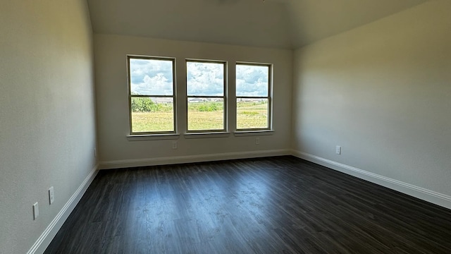 unfurnished room featuring dark hardwood / wood-style flooring