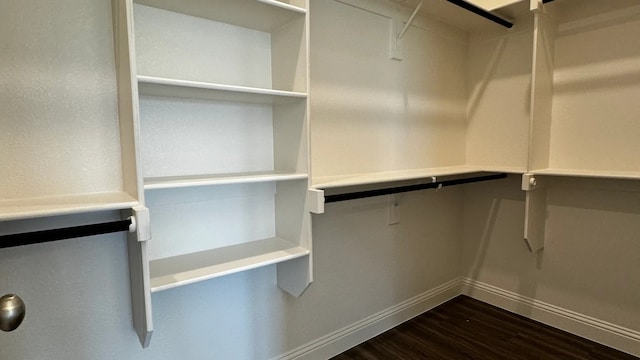 walk in closet featuring dark hardwood / wood-style flooring