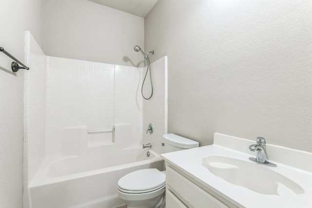 full bathroom with vanity, toilet, and shower / washtub combination