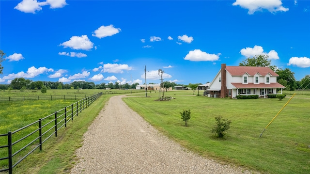 view of street featuring a rural view