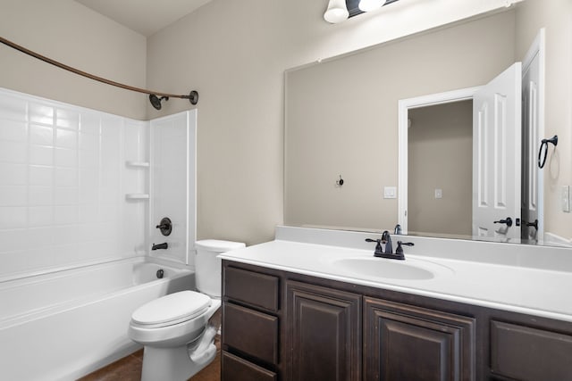 full bathroom with vanity, toilet, and tub / shower combination