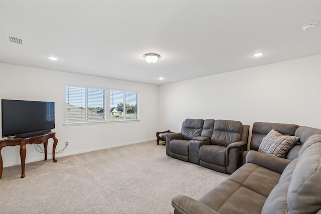 living room with light carpet