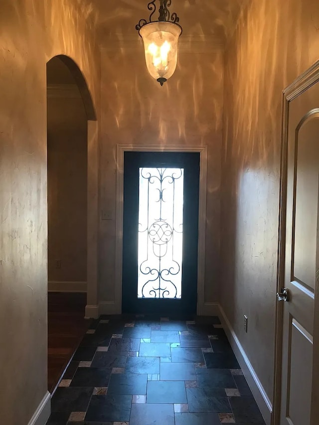 foyer with ornamental molding