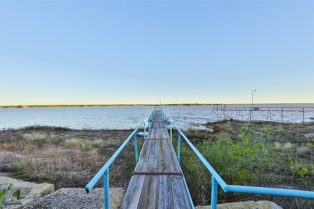 view of dock featuring a water view