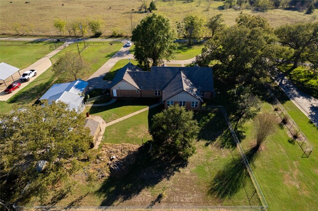 drone / aerial view featuring a rural view