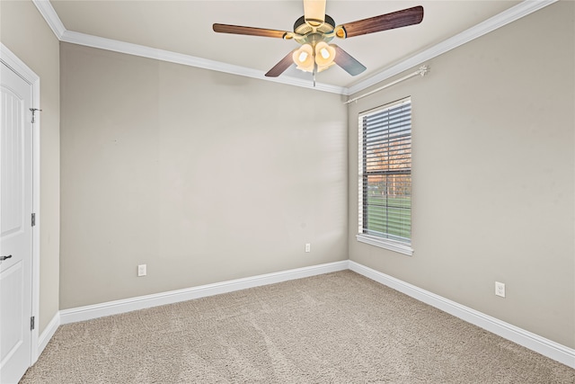 unfurnished room with carpet and ornamental molding