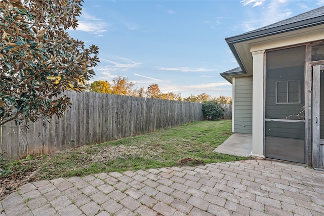 view of yard with a patio area