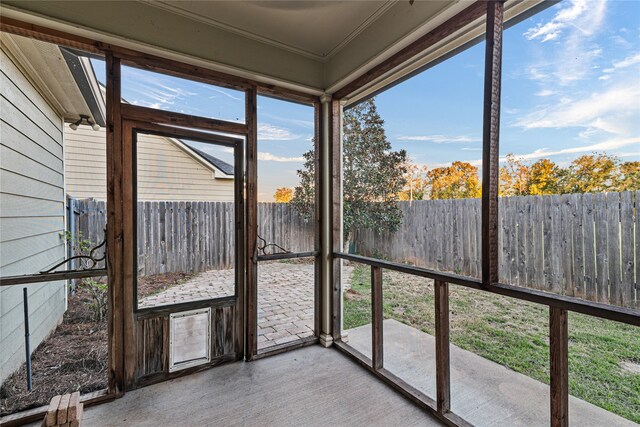 view of unfurnished sunroom