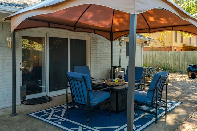 view of patio featuring a gazebo