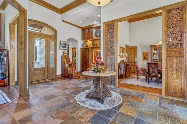 foyer entrance with crown molding