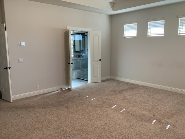 unfurnished room featuring light colored carpet