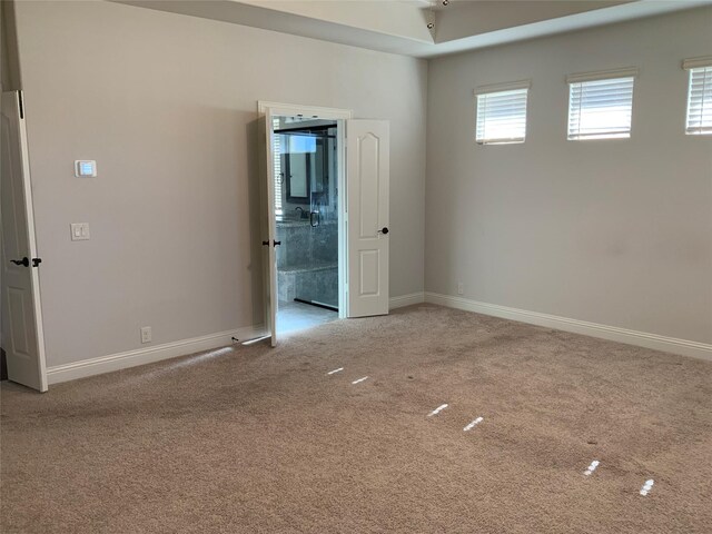 unfurnished room featuring light colored carpet