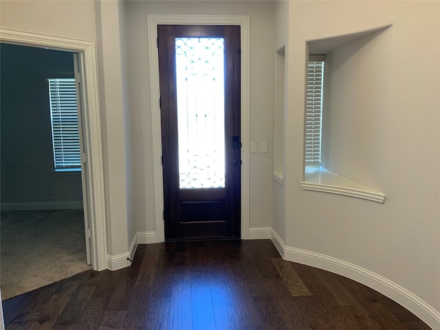 foyer featuring dark wood-type flooring