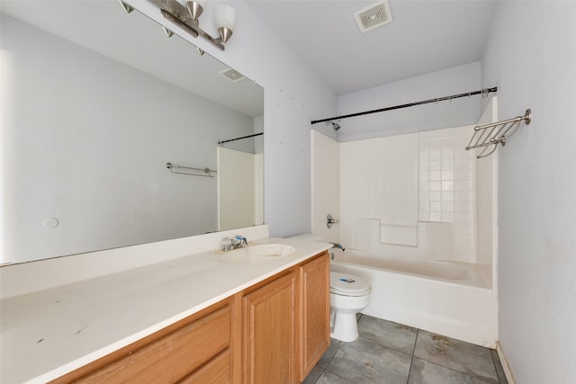 full bathroom with tile patterned floors, vanity, toilet, and shower / bath combination