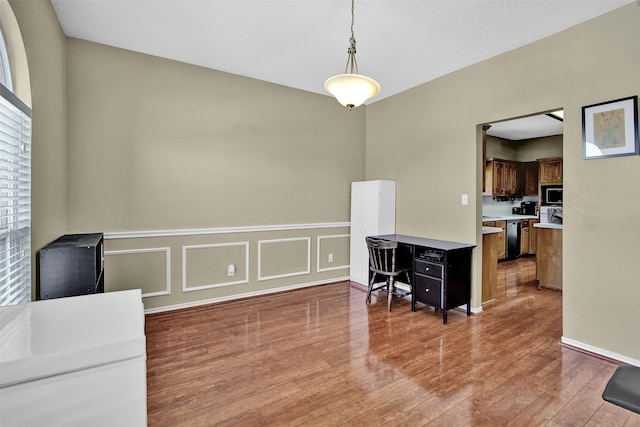 home office featuring wood-type flooring