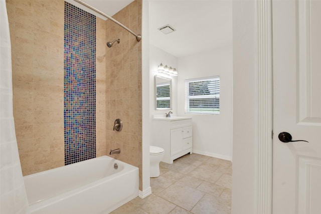 191 Old Perrin Rd, Sherman, TX 75092 - bathroom featuring vanity, bathing tub / shower combination, tile patterned flooring, baseboards, and toilet
