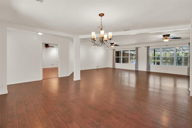 191 Old Perrin Rd, Sherman, TX 75092 - empty room featuring wood finished floors, a chandelier, a ceiling fan, and baseboards