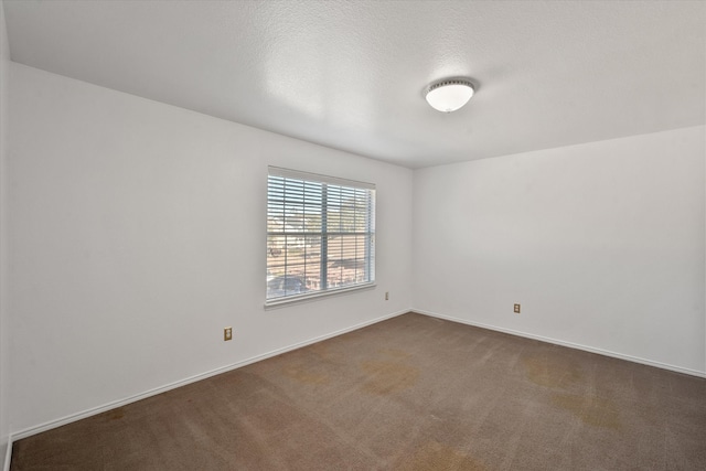 spare room featuring carpet and a textured ceiling