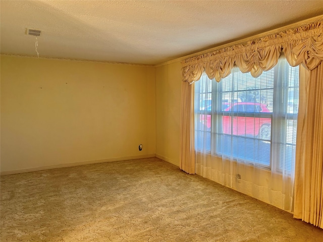 empty room featuring carpet floors and a textured ceiling