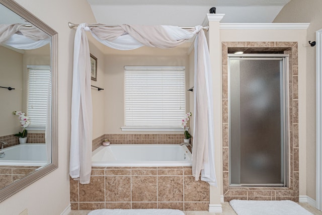 bathroom with independent shower and bath