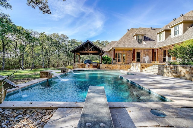 143 Coldwater Creek Ln, Weatherford, TX 76088 - outdoor pool with a patio, a ceiling fan, and a diving board