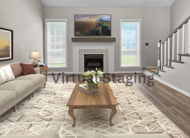 living room featuring wood-type flooring