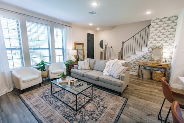 living room featuring hardwood / wood-style flooring