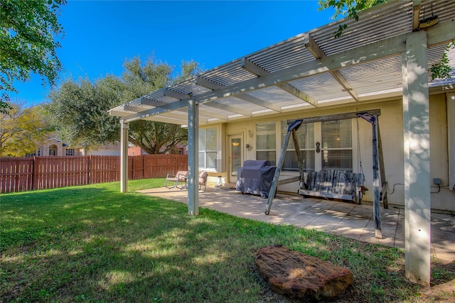 view of yard featuring a pergola and a patio