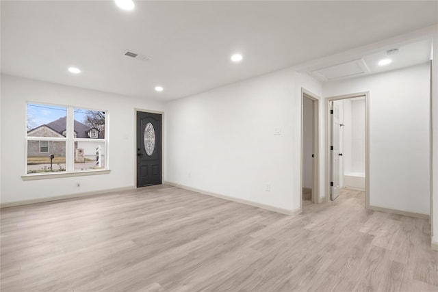 foyer entrance featuring light wood-type flooring