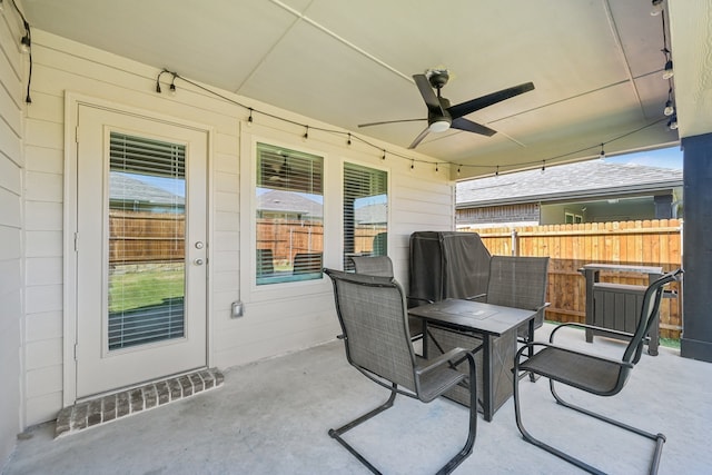 view of patio / terrace with ceiling fan