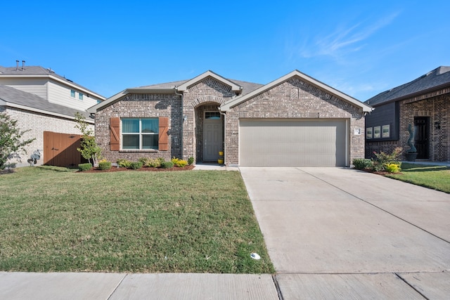 view of front facade with a garage and a front yard