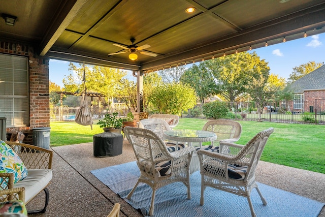 view of patio with ceiling fan