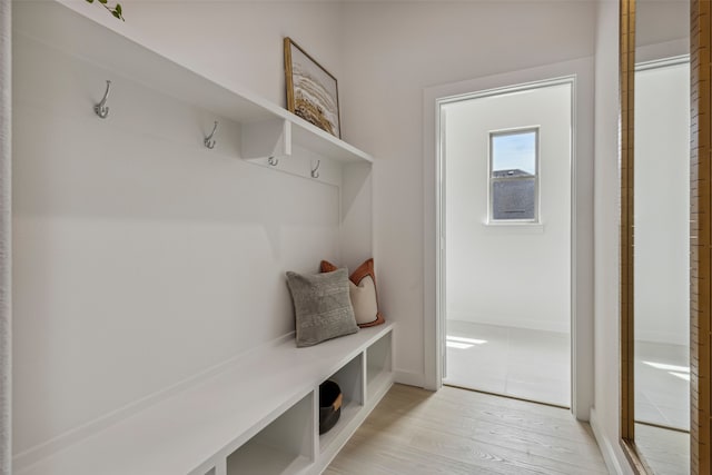 mudroom with light wood-type flooring