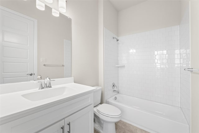 3208 Andesite Rd, Mckinney, TX 75071 - bathroom with toilet, bathing tub / shower combination, vanity, and tile patterned floors