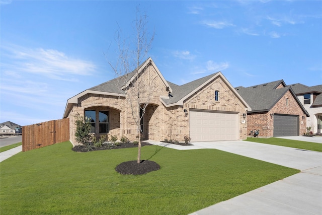 view of front of home with a garage and a front yard