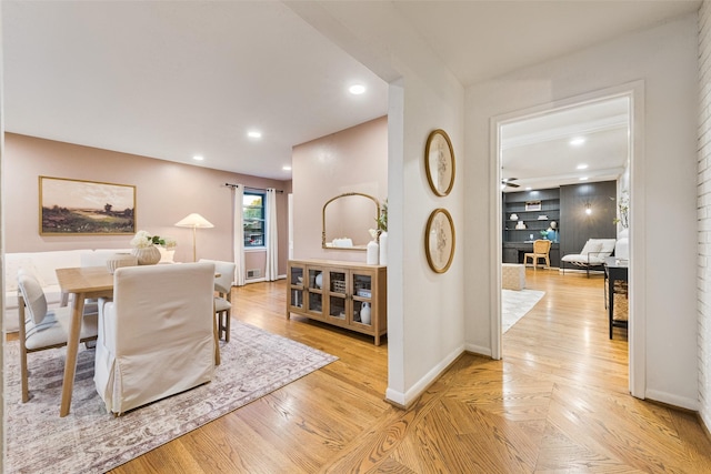 dining area featuring ceiling fan