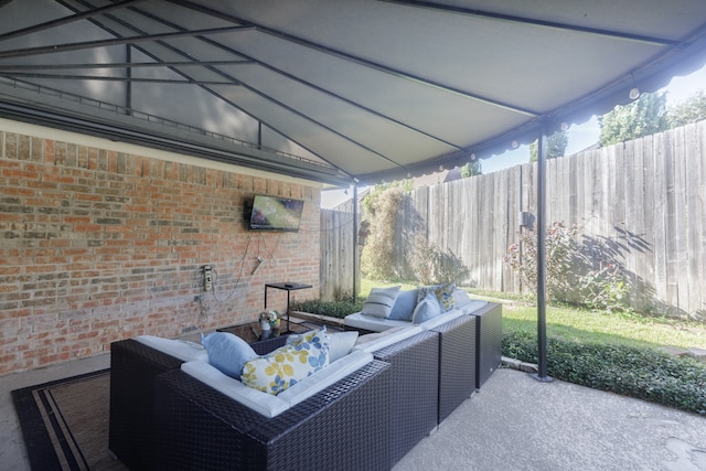 view of patio / terrace featuring an outdoor living space