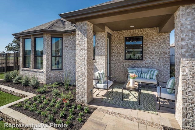 view of patio with an outdoor living space